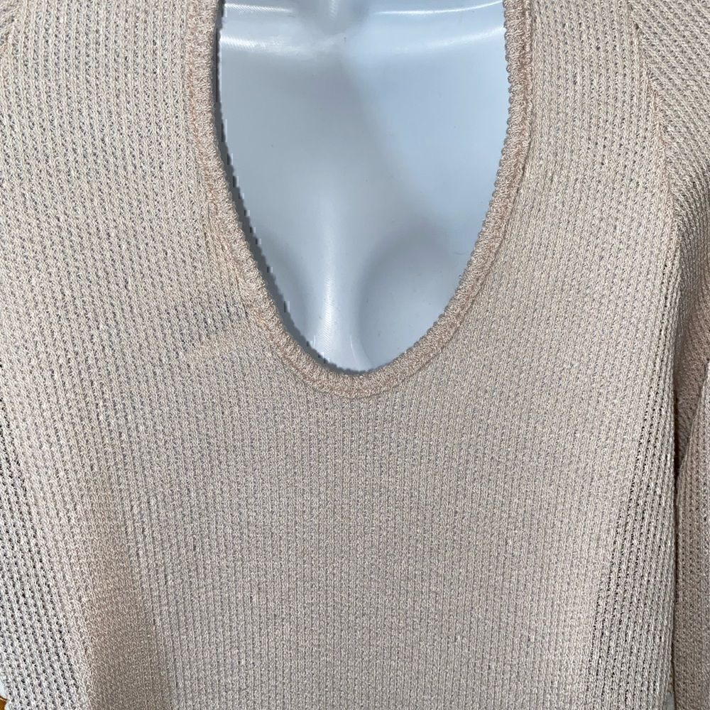 Francesca’s  Blue Rain Cienna Print Keyhole Tie Back Long Sleeve Sweater L - Picture 9 of 13